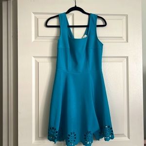 Mystic Teal flower trim dress